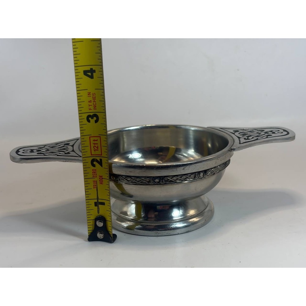Scottish Pewter Quaich Celtic Knot Horse Medallion Friendship Cup 7.5 Inch - Picture 5 of 7